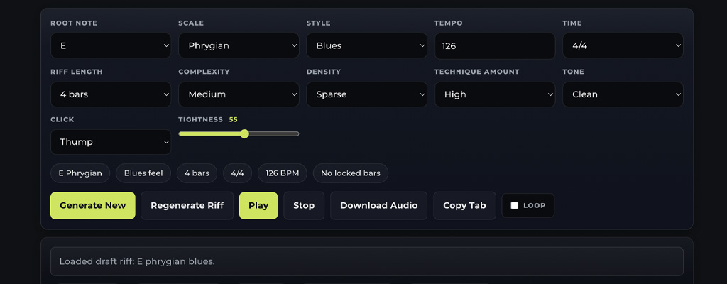 Guitar Riff Generator - Alt Guitar